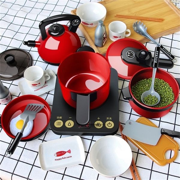 Children Kid Mini Kitchen Toys Set Pretend Play Simulation Food Cookware Toys Pot Pan Cooking Play House Toy Gift for Kids LJ201211