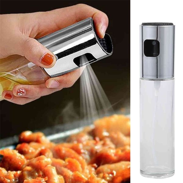 Cook Oil Spray Empty Bottle Vinegar Bottle Oil Dispenser Cooking Tool Salad BBQ Cooking Glass Oil Sprayer Kitchen Utensils 210326