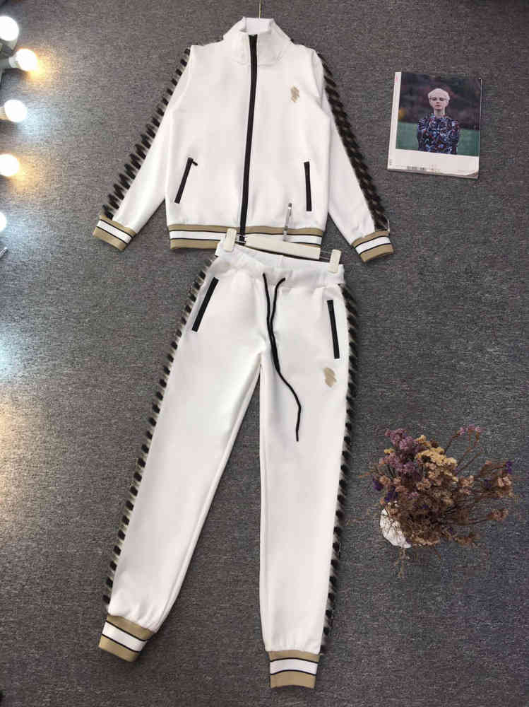 Womens Two Piece Pants Trendy Logo Print Stand-up Collar High-quality Zip-up Jacket With Branded Trousers 2 Piece Sets Luxury Designer Tracksuits 09