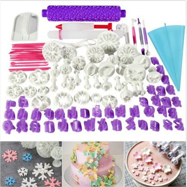 94pcs-set DIY 3D Cake Decorating Tools Plunger Fondant Baking Set Bakeware Silicone Molds Flower Kitchen Kit Making Mould Cookie T200524