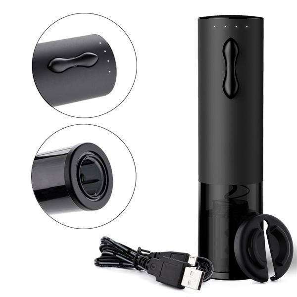 USB Automatic Electric Wine Opener Corkscrew Wine Bottle Opener Kit Light Display USB Rechargeable Bottle Opener With Foil Cutte T200227