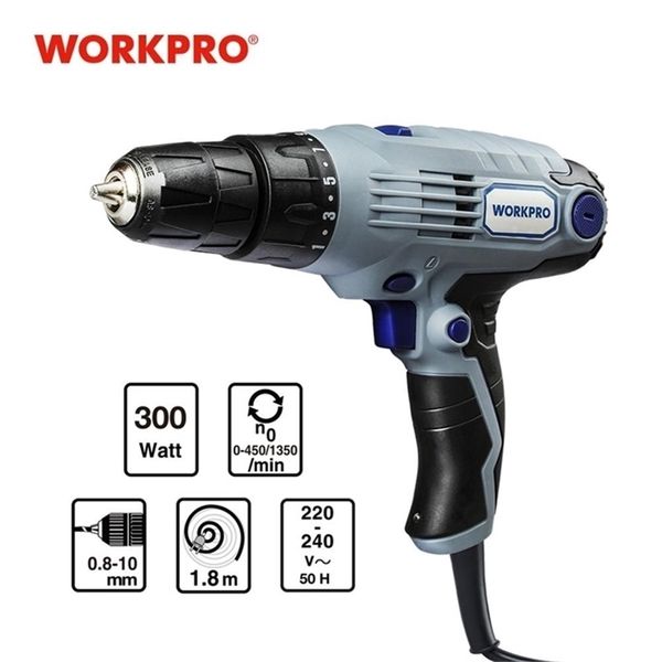 WORKPRO 300W 10MM Coreded Drilldriver 2-Speed Electric Drill Driver Rotary Tool Mini Power Driver With 1.8m Power Cord 201225