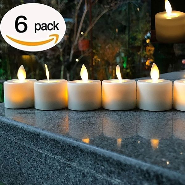 LED Candles Pack Of 6 Warm White Led Flameless Candles Battery Operated Dancing Flame Household Battery-Powered Tea Light T200601