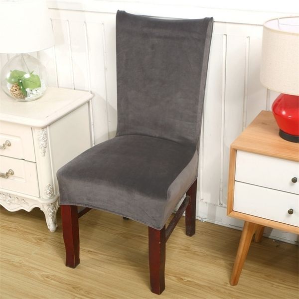 1-2-4-6 pcs Thick Plush Elastic Chair Cover Stretch Dining Seat Cover for Banquet Wedding Restaurant Hotel Anti-dirty Removable T200601
