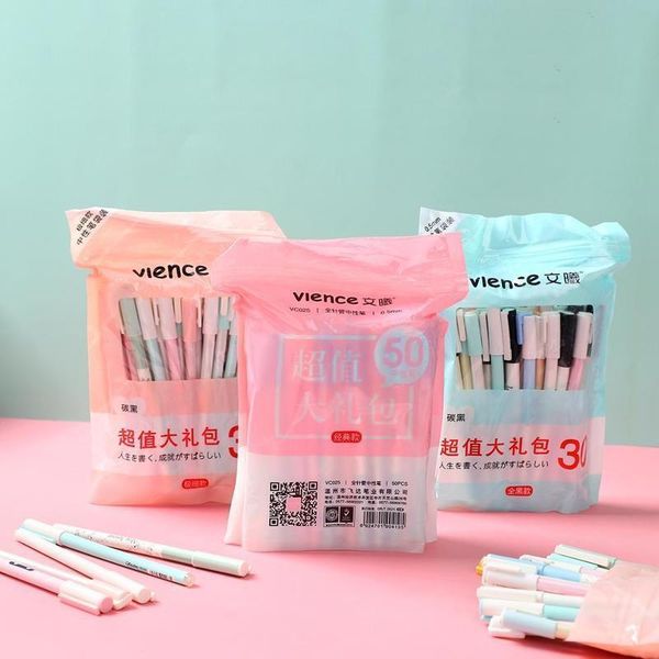 JIANWU 30pcs50Pcs 0.380.5mm Large Capacity Gel Pen Set journal pens black ink penCute Stationary School Supplies Y200709