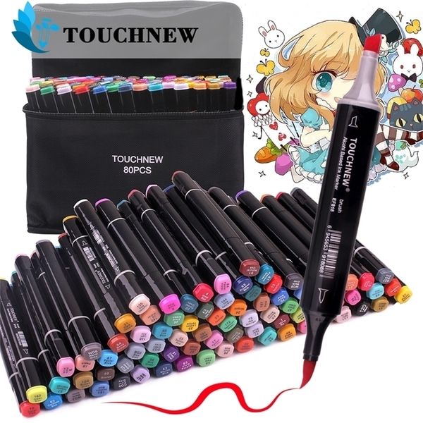 12406080 Brush Markers Dual Tips Permanent Marker Pens Art Markers for Kids Highlighter Pen for Drawing Sketching Coloring 210226