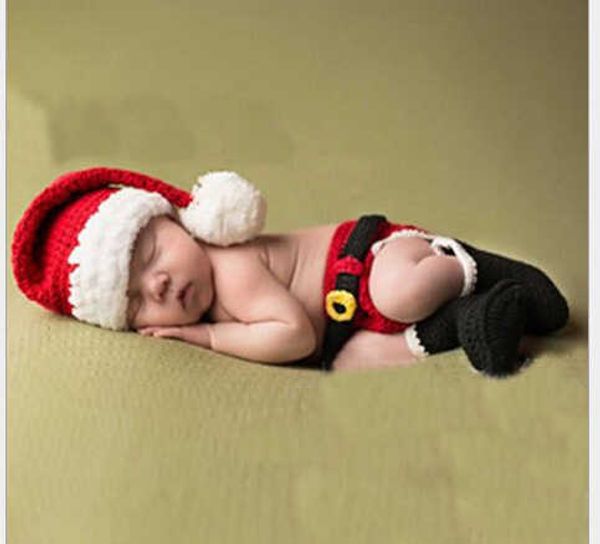 Props Photo 3pcs Baby Infants Crochet Knitted Xmas Costume Newborn Handmade Photography Clothes