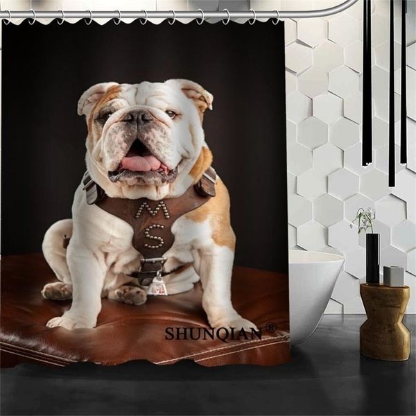 Custom English Bulldog Shower Curtains Polyester Bathroom Waterproof Bath Curtain Size 150X180cm165X200cm180X200cm T200711