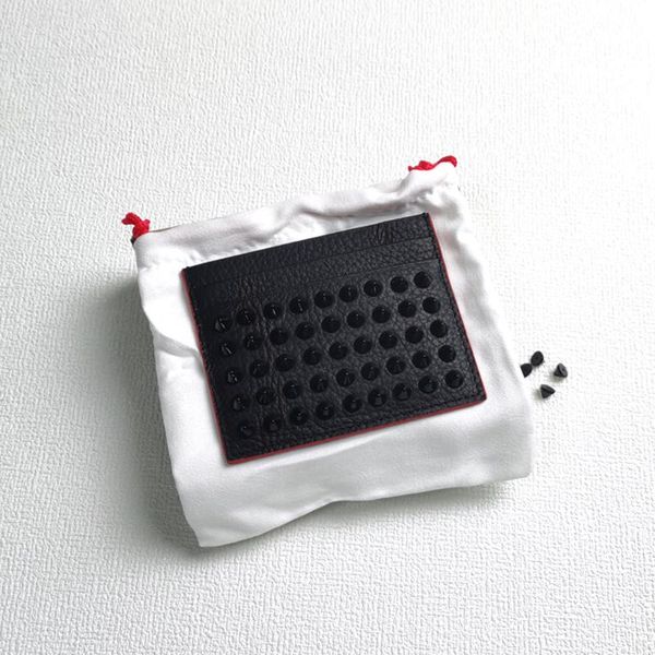 Card Holders Fashion Slim Holder High Capacity Genuine Leather Men Women Rivet Bag Business Bank Case Coin PurseCard