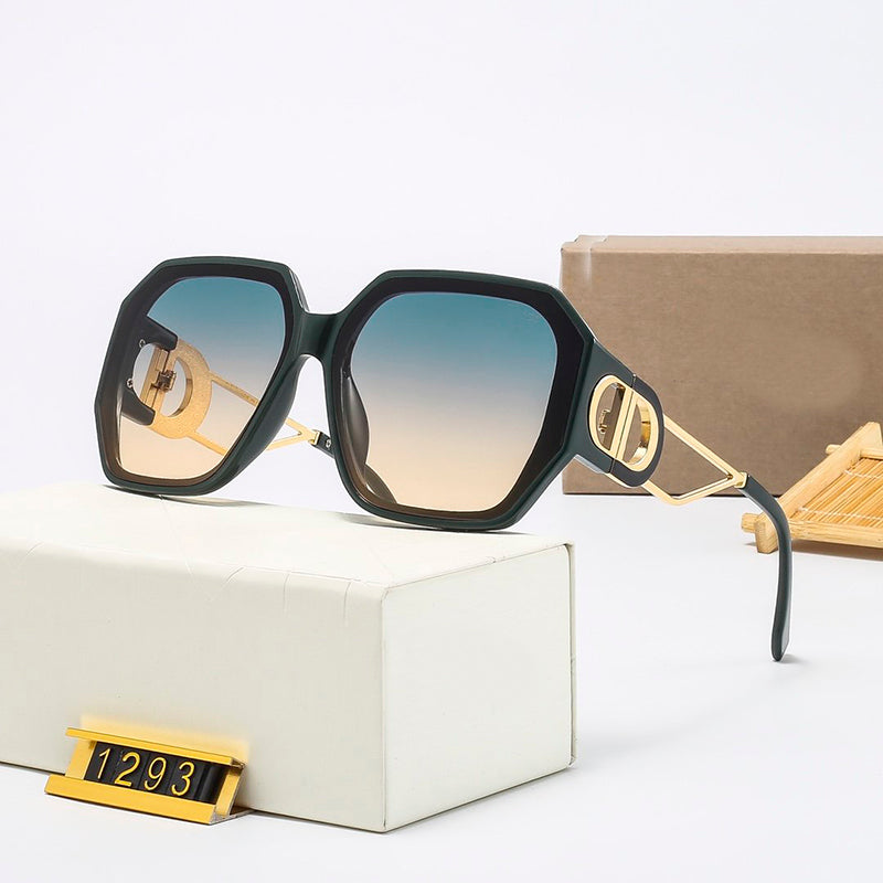 new designer women sunglasses geometric hollow out metal arms mirror pink versatile decorative ocean blue green glasses casual beach woman shades