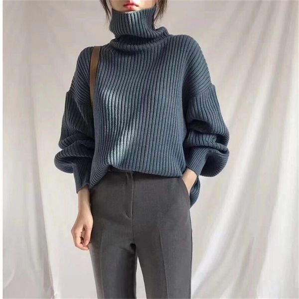 Turtleneck Winter Sweater Women Pullover Girls Tops Knitting Vintage Autumn Female Knitted Outerwear Warm Sweaters Oversize 201201