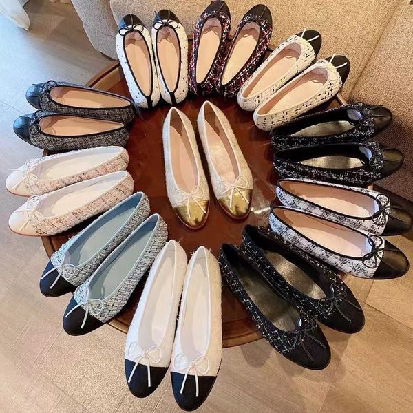 Designer- Dress shoes Spring and Autumn cowhide Ballet Flats Dance shoes fashion women black Flat boat shoe sandal Lady leather Lazy Loafers