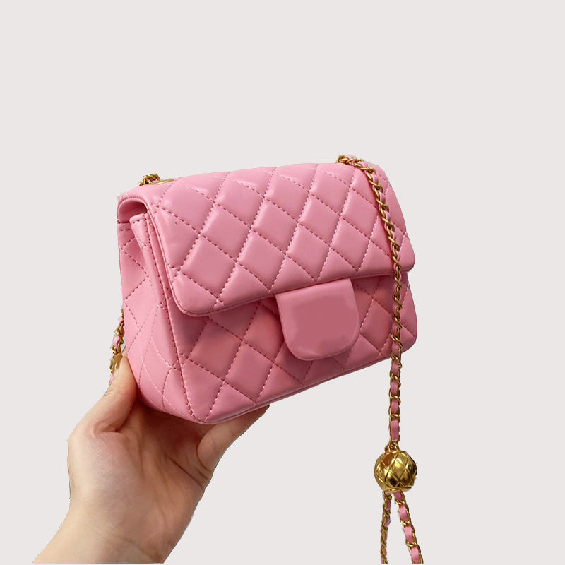 5A Ladies Classic Mini Flap Crush Ball Bags Square Candy Colors Quilted Matelasse Chains Adjustable Shoulder Strap Gold Metal Hardware Designer Luxu
