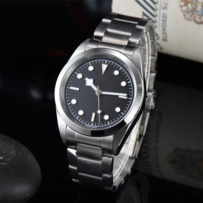 Men Watches Self-winding Mechanical Movement Black Dial 42mm Case 316L Stainless Steel Strap Potor Swimming Waterproof Luminous Watch Bay Montre De