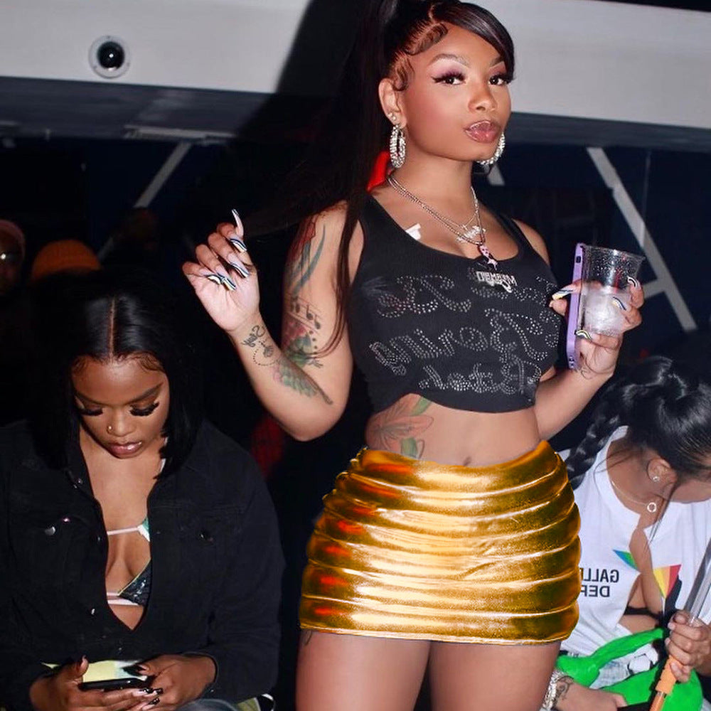 Skirts Womens Lightweight Puffer Sport Skorts Warm Quilted Skirt Outdoors Hiking Running Metallic Shiny SilverSkirts