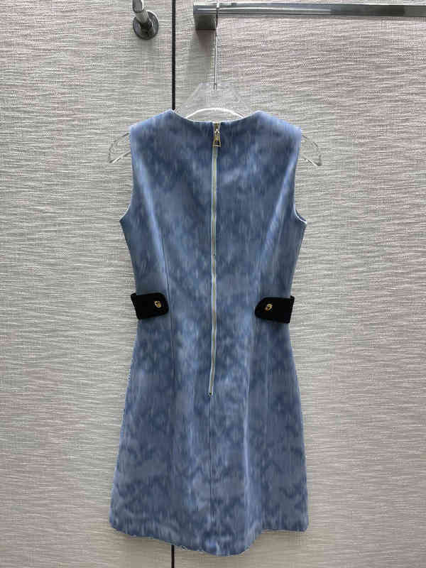 Women Dresses Fashion Slim Dress Summer 2022 Floral Sky Blue Corset Age-Reducing Temperament Skirt