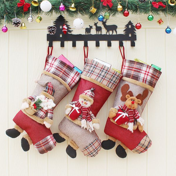 Creative Christmas Kids Gift Bags Navidad Santa Claus Christmas Stockings Xmas Decoration Candy Bags Year Ornaments Supplies 201027