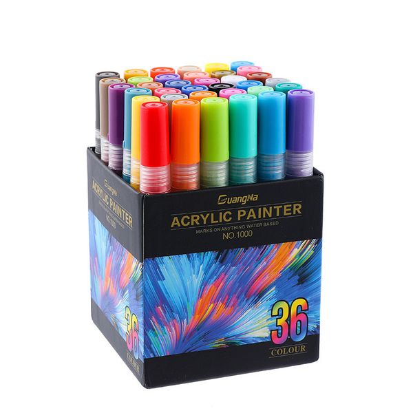Guangna WaterBased Acrylic Marker 1000 Body Painting 36 Color Ceramic Decoration Black Card Graffiti Craft Pen 201116