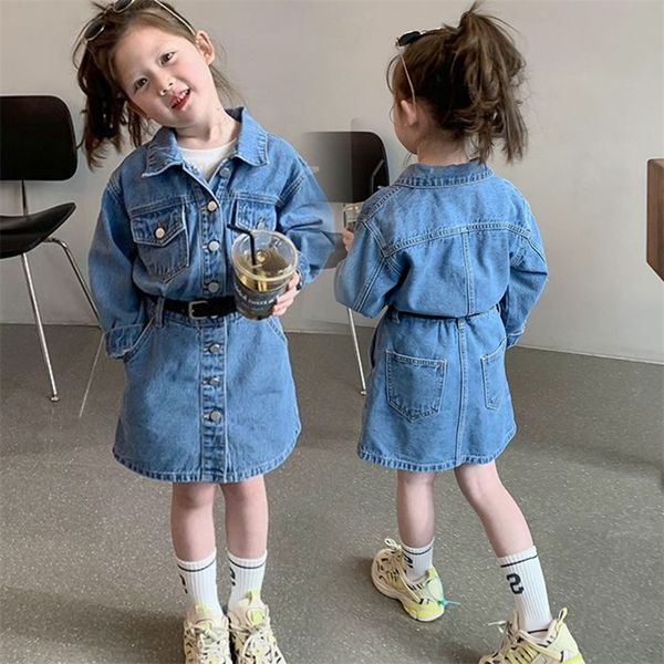 Fall Kids Girls Dress Clothes Blue Denim Jacket Skirt Toddler Skirts Outfit Clothing 1584 Z2