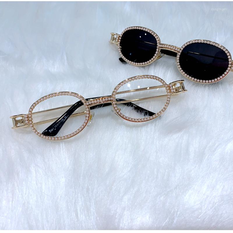 Sunglasses Blu-ray Protection Women Round Vintage Sun Glasses Pearl Luxury Men UV400 OculosSunglasses