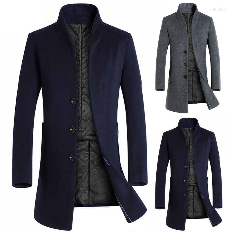 Men&#039;s Trench Coats Autumn Winter Casual Solid Colors Long Sleeve Single-breasted Stand Collar Windbreaker Coat Outwear#g3Men&#039;s