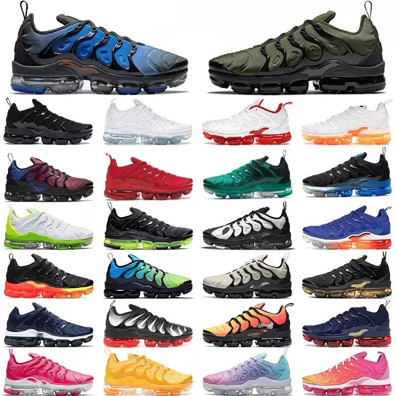 Top TN Plus Running Shoes Men Knicks Black Bubblegum Yolk Cherry All Red Cool Grey Neon Olive Pure Platinum USA Dark Blue