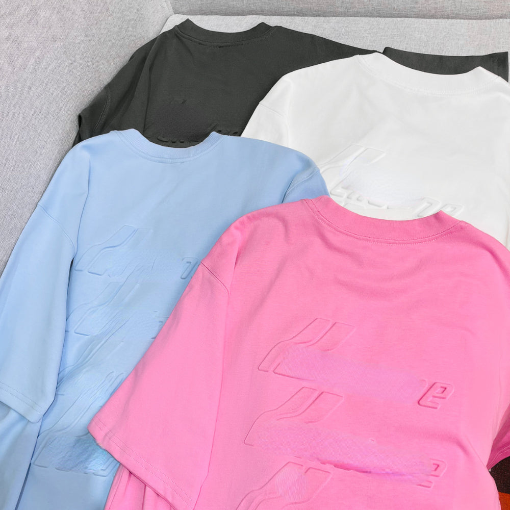 Fashion Embossed Letter Printing t shirts Loose Short Sleeve for Men and Women