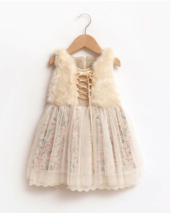 Girls 1 to 7 years floral lace dress, baby kids winter-fall-spring tulle skirts, children boutique clothing, R1ES505DS-28