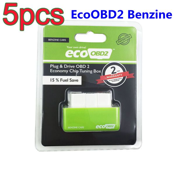 5pcs Wholesale Plug And Drive EcoOBD2 Economy Chip Tuning Box For Benzine 15% Fuel Save High Quality Free Shipping