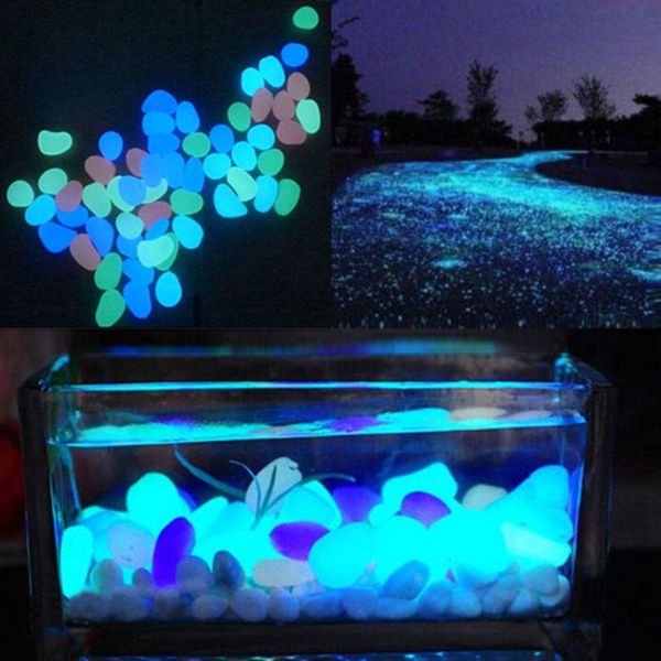 5Pcs Glow In The Dark Pebbles Stone Home Decor Walkway Aquarium Fish Tanks