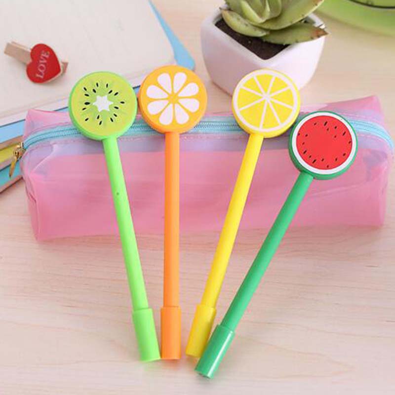 New 20 pcs-lot Fruit Lollipops Gel Pen 0.5mm Black Ink Pens Ball Point Pens School Office Supplies Papelaria