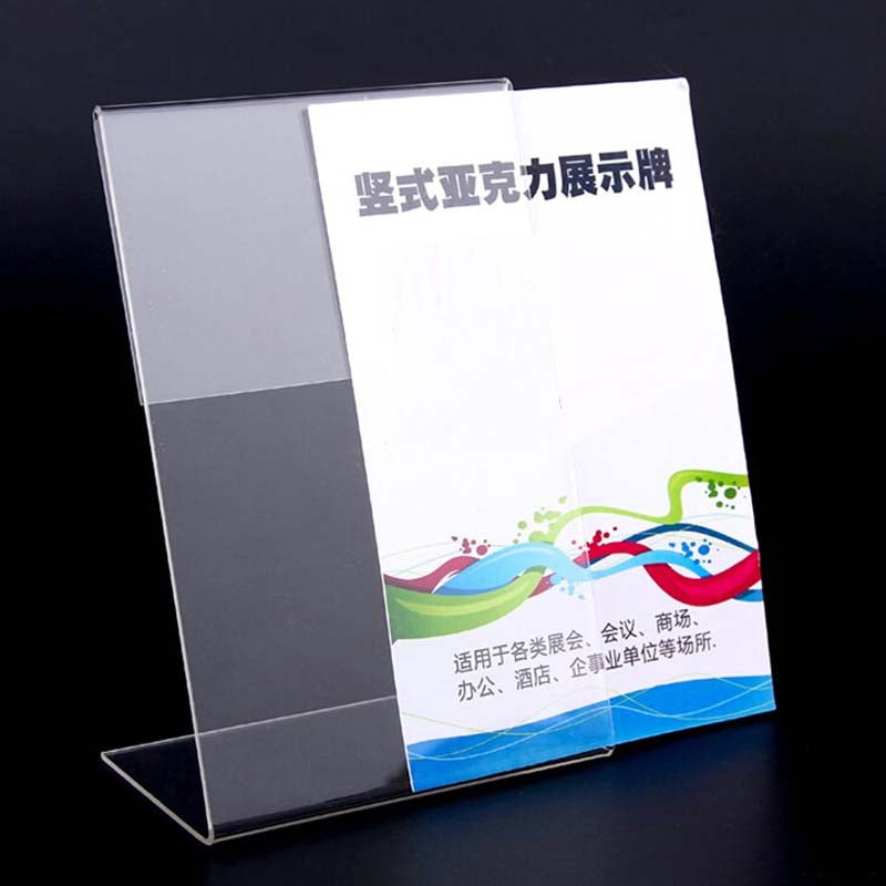 New 10pcs-lot High Quality Clear 6x9cm L Shape Acrylic Table Sign Price Tag Label Display Paper Promotion Card Holder Papelaria