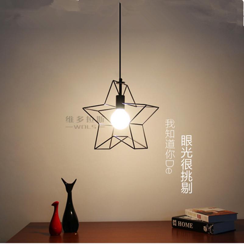 Pendant Light Modern Minimalist Star Mini Cage Vintage Rustic Iron Metal Hanging Lamp for Living Room Kitchen