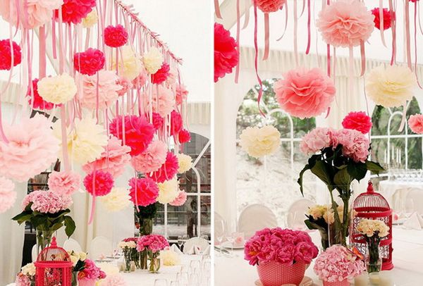 Paper Pompoms Tissue Paper Pom Poms Wedding Party Baby Living Room Decoration Home Pompoms Wedding Paper Garland Paper Flower Ball