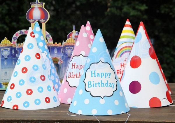 baby kid rainbow birthday party hat chlid crown decoration paper cap cartoon pattern festival colorful birthday hat