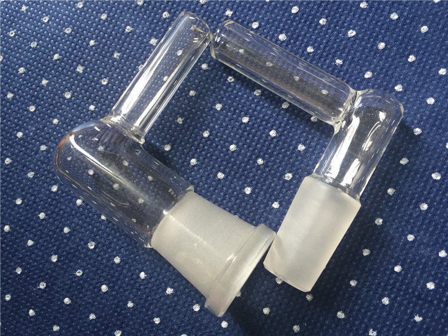 90Degree 14mm & 18mm male female Elbow Adapter Solo Glass Aroma Tube L Sharp 14MM-18MM Female-male Glass smoking adapter Glass bowl