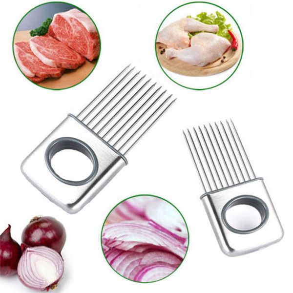 Onion Holder Slicer Vegetable Tomato Cutter Kitchen Tools Meat Tenderizer Needle #R571