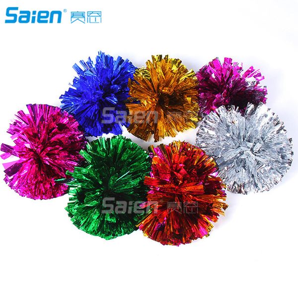 Christmas Festival Dance Cheerleading Gold Hand Ball Pom Poms Ball-Flower Cheerleaders Cheer for Sports Meet Games 30-35cm 50pcs