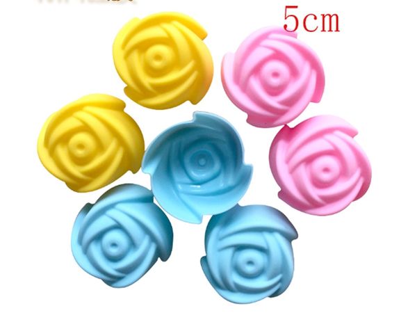 500pcs-lot 5cm Rose Flower Cake Mold Pudding Grade Silicone Cake Mold Cupcake Mold Baking Mould Bakeware tool