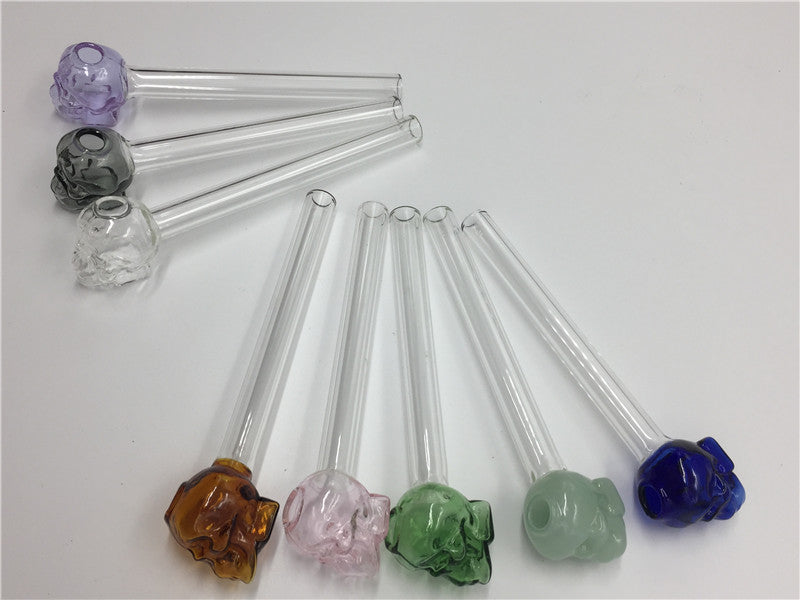 Thick Glass Oil Burner Pipes For Smoking 5.5 Inches Colorful Pyrex Skull Glass Oil Burner Water Hand Pipe Bongs Bubblers