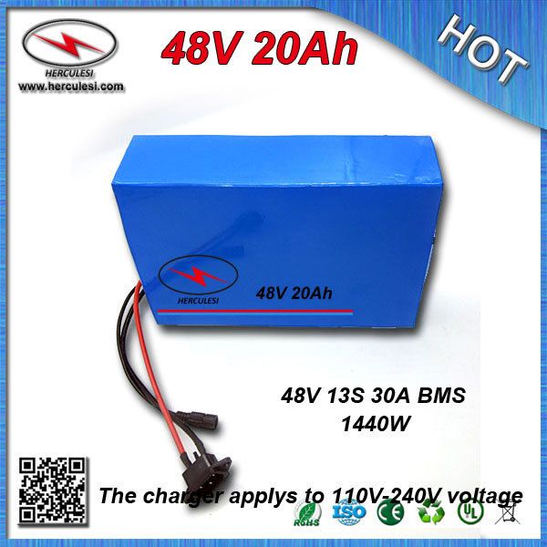 1000W 48V 20AH Electric Bike Battery 48V Lithium Battery 48V E-bike battery built in 30A BMS 54.6V 2.0A charger free shipping