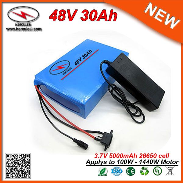 powerful greenworks 1440w electric bike battery 48v 30ah lithium battery with 30A BMS 2A charger free shipping