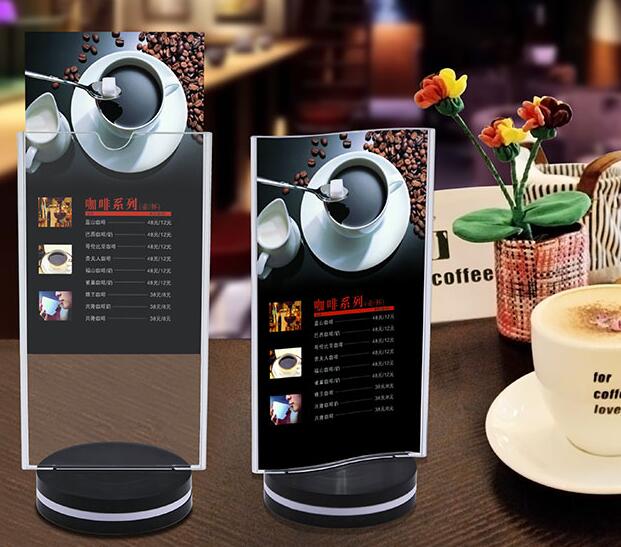 Hot sale 10pcs Multifunctional Rotatable acrylic restaurant menu card display stand double-side display Desk card photo frame holder rack