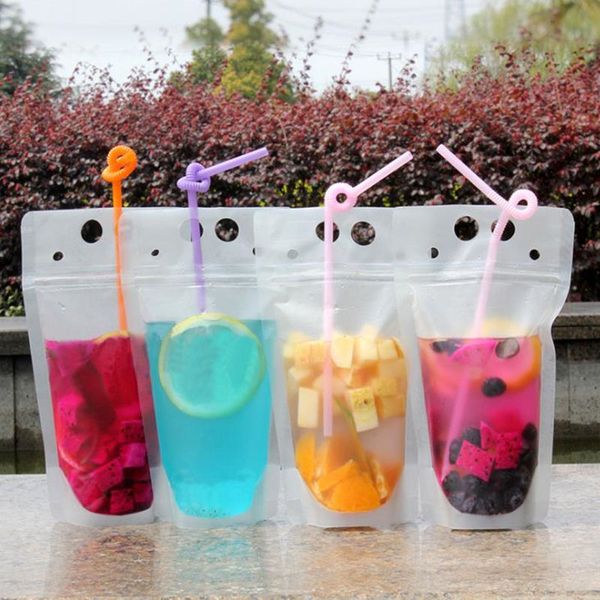 450ml Transparent Self-sealed Plastic Beverage Bag DIY Drink Container Drinking Bag Fruit Juice Food Storage Bag