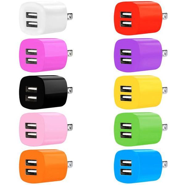 USB Phone chargers 2.1A Dual ports US Eu Ac home wall charger plug adapter for iphone 15 12 13 14 samsung s6 s7 edge smart phone power plugs