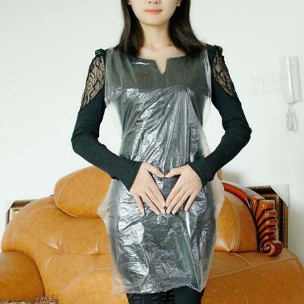 Disposable Transparent Sleeveless Aprons PE Folding Aprons Barbecue Cleaning Cooking Waterproof Anti-oil Apron Independant Package Free Ship