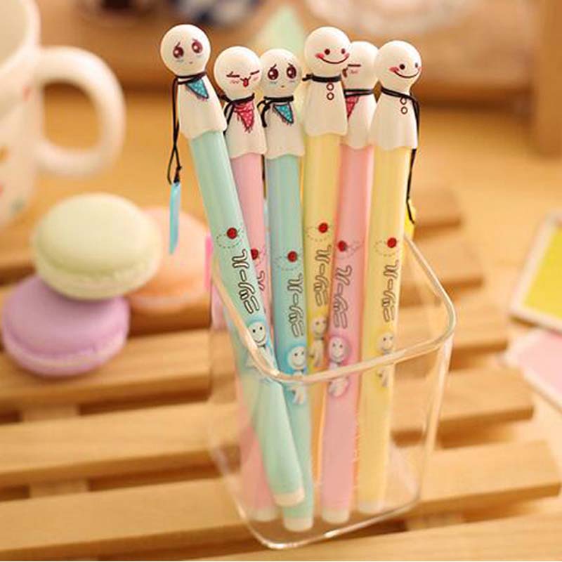 15 pcs-Lot Kawaii Sunny Day Doll Gel Pens Writing Pens Black Ink Pen Student Stationery Material Escolar
