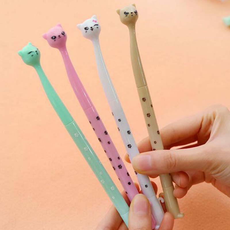 Sell Well 20pcs-lot Cartoon Cat Black Ink Pen Ball Point Pen Gel Pens School Office Supplies Fashion Cute Gift Decorations Pen Papelaria