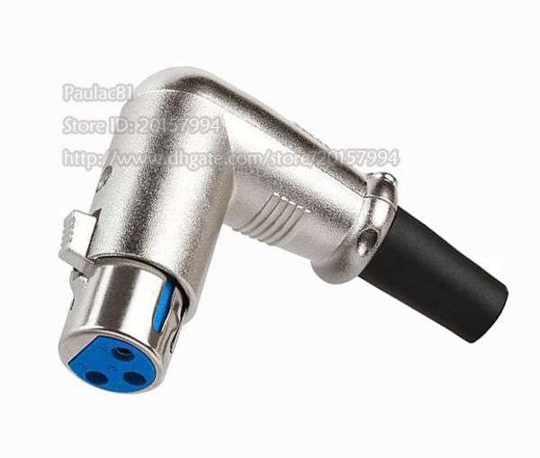Connectors, 90 degree Right Angled Microphone XLR 3Pin Female MIC plug Connector-2pcs