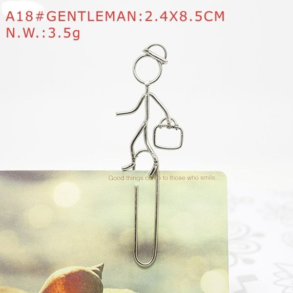 A18 GENTLEMAN PAPER-NOTE-CARD CLIP PRACTICAL NOVELTY CREATIVE STAINLESS WIRE HAND-MADE ART CRAFTS WEDDING BIRTHDAY HOME OFFICE GIFT PRESENT